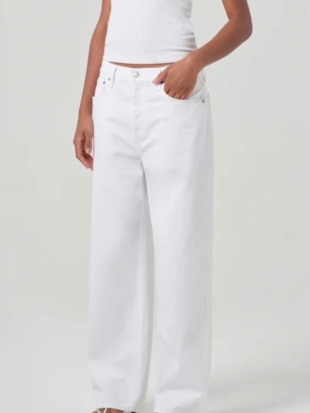Agolde Low Slung Baggy Jean White/Milkshake Size 28